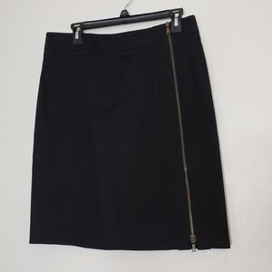 Anne Klein Skirt Tailored Zipper Accent Black Mini Edgy Preppy Office Date Night